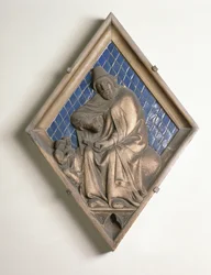 Merkury, reliefowa płytka z Campanile (ceramiczna i marmurowa)